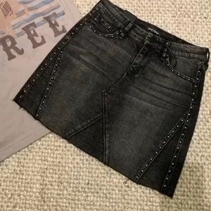 Black Studded Denim Skirt